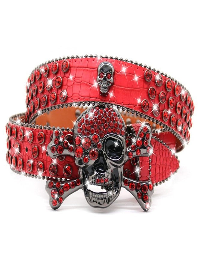 EVERBLTING Rhinestone Skull Belt Men Women Skull Rhinestone Belt Studded Punk Y2k Belts Western Cowgirl Belts - Image 1